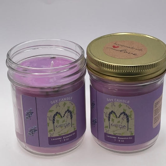 Lavender candles with lavender b