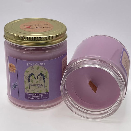 Wooden wick Lavender and frankincense candles